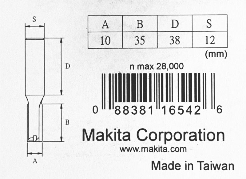 Фреза пазовая (d12/D10/H35/L73) MAKITA D-10388