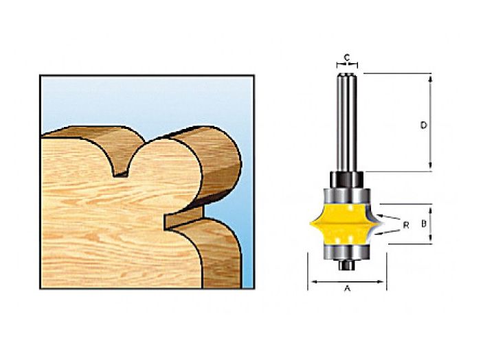 Фреза кромочная фасонная (d8/D28.6/H15.9/L47.9/R6.35) MAKITA D-11710