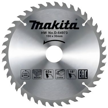 Диск пильный 190 х 30 мм 40T (дерево) MAKITA D-64973